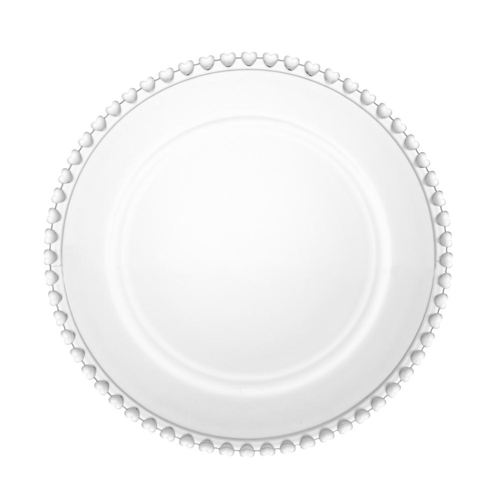 Prato de Sobremesa de Cristal Coração 20cm Lyor - Prato Raso para Bolos, Doces e Mesa Posta