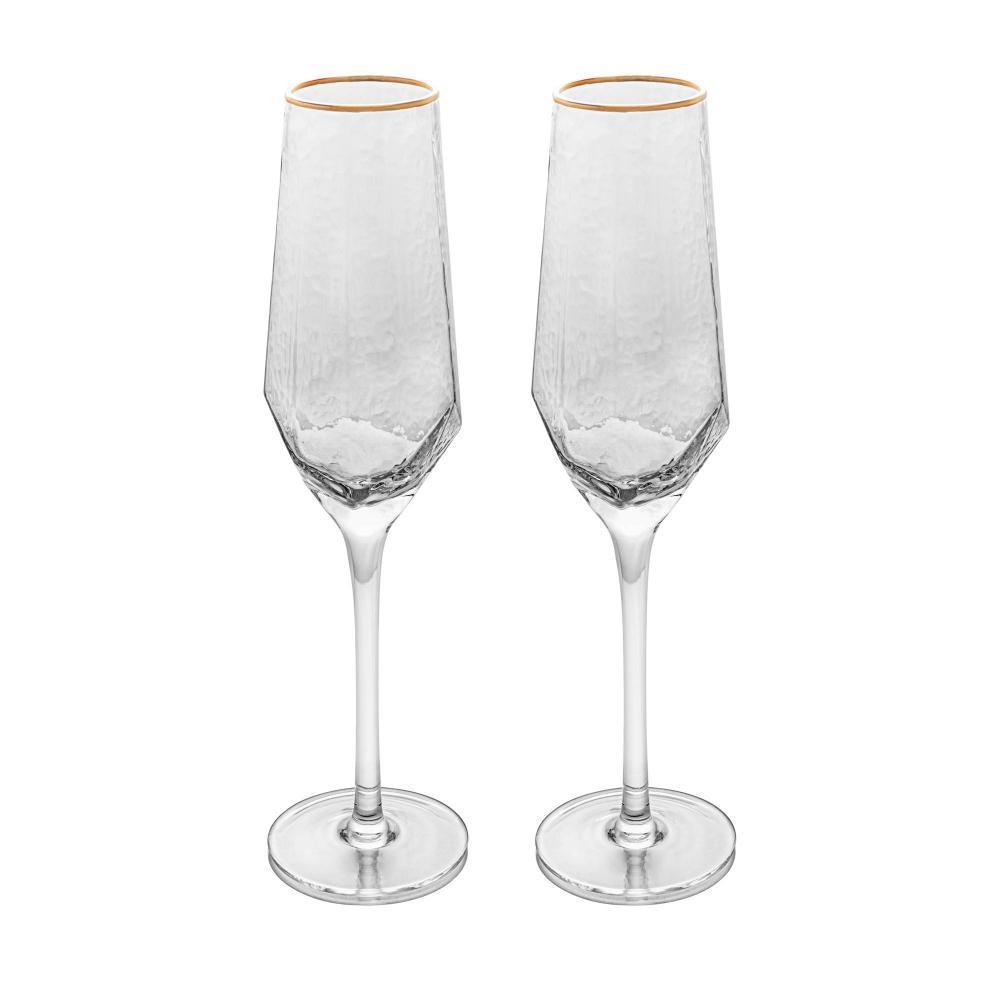 2 Taças para Champanhe Taj com Fio de Ouro 300ml Cristal