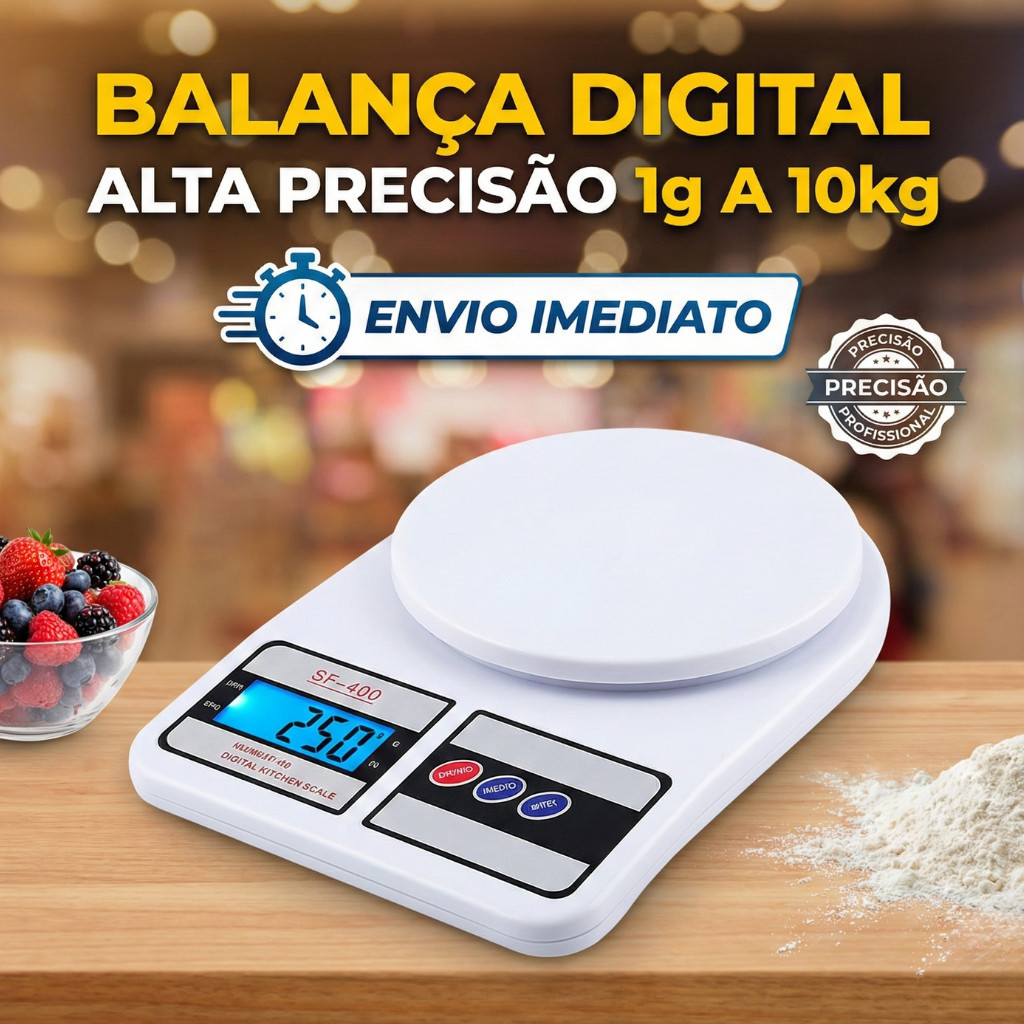 Balança Digital De Cozinha Alta Precisão 1g A 10kg Com LCD E Função Tara Para Alimentos E Receitas