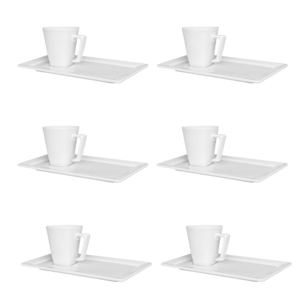 Jogo De 6 Xícaras 65ml Com Pires Oxford Plateau White em Oferta na Shopee