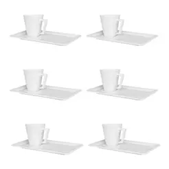 Jogo De 6 Xícaras 65ml Com Pires Oxford Plateau White