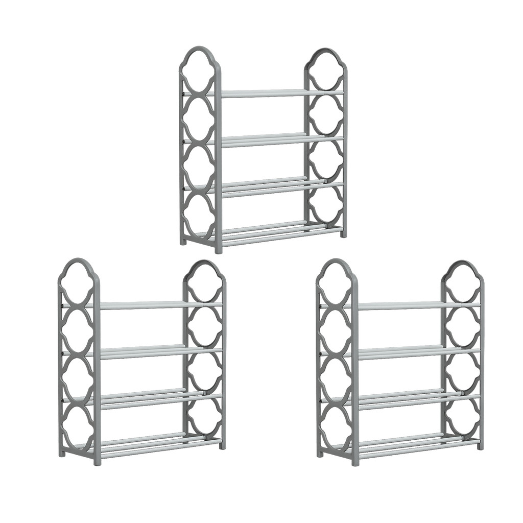 3 Sapateira 4 Andar Gray Estante Organizador Calçado Rack Multiuso Sapato Escritorio Casa Lavanderia