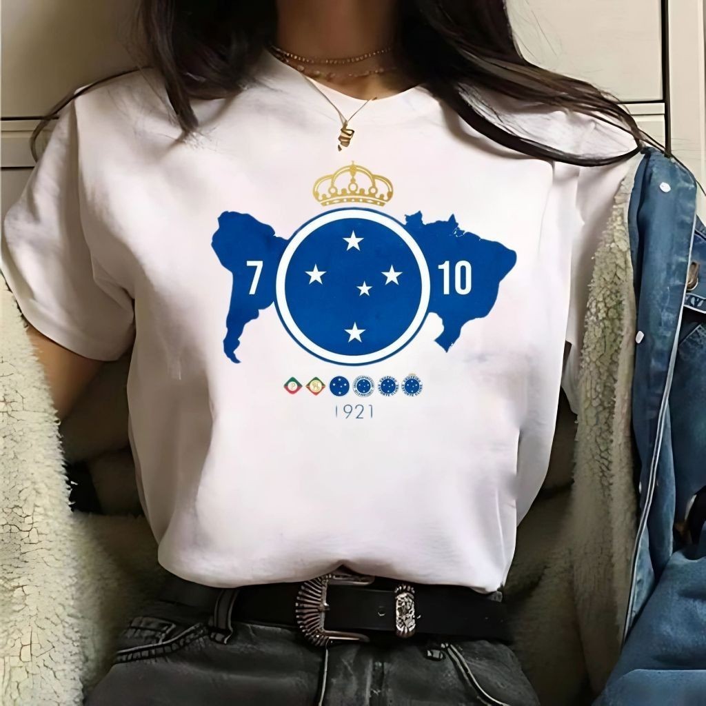 T-Shit Feminina Estampada Time Futebol Cruzeiro Camisa 100% em Algodão Envio Imediato NB the Shirt