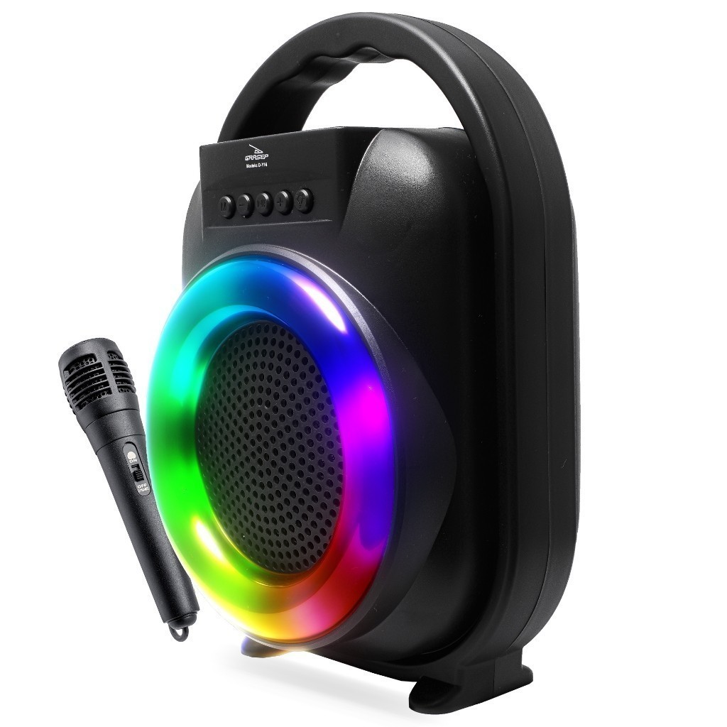 Caixa De Som Bluetooth 10W Portátil Led RGB Conexão P10 Fm Integrado TWS Com Microfone Cartão SD Usb