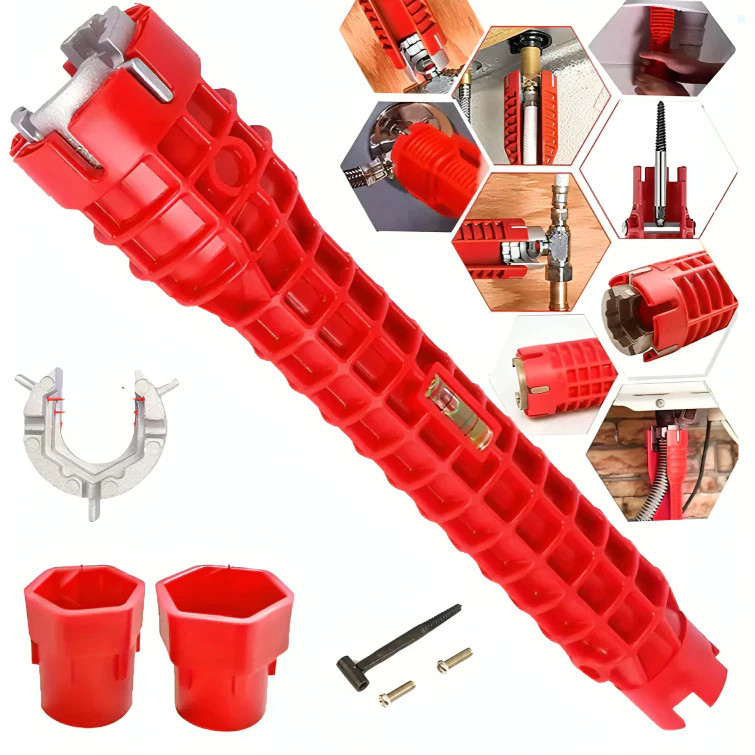 Chave Grifo Instalador Hidráulico 8 em 1 Cano Pia Torneira Filtro Encanamento Chave Inglesa Ferramenta Reparos Multiuso