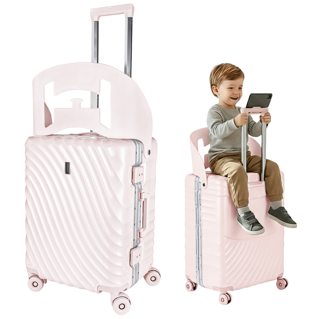Mala Viagem Média Assento Infantil ABS Giro 360° de 11 a 23kg - Rosa - Alira Home