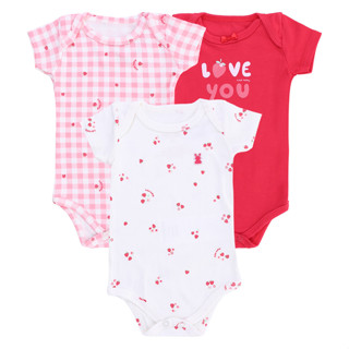 Kit Body Kiko Baby Manga Curta Estampa Morangos - 3 Peças em Oferta na Shopee