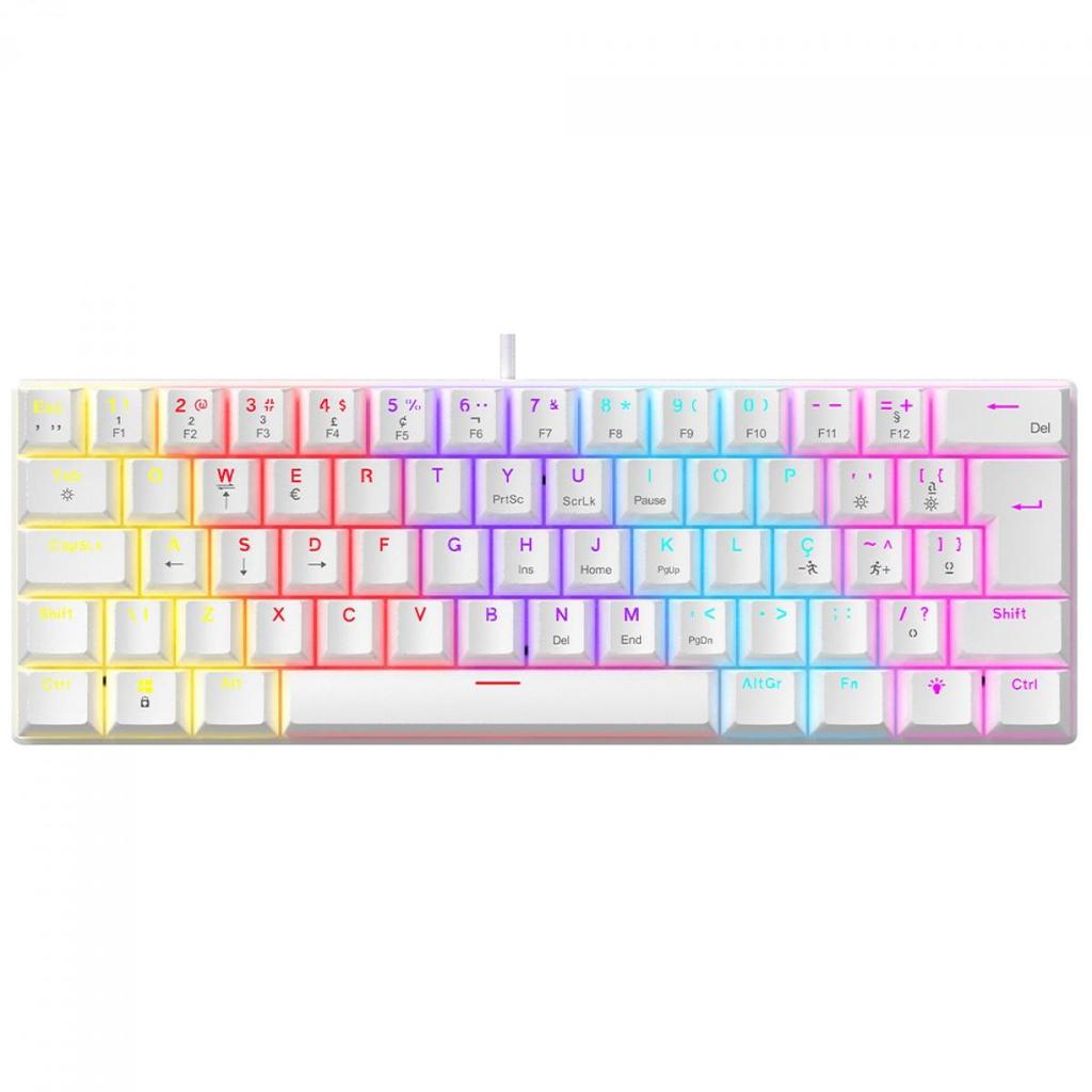 Teclado Mecânico Gamer Ninja Leap 60%, Switch Blue, Rainbow, ABNT2, Branco, GN-KB-LPBL60WBUAB em Oferta na Shopee