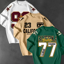 Kit 3 Camisetao Oversized Streetwear Estampa California 77 Unissex 100 Algodao Fio 30.1 Casual Top