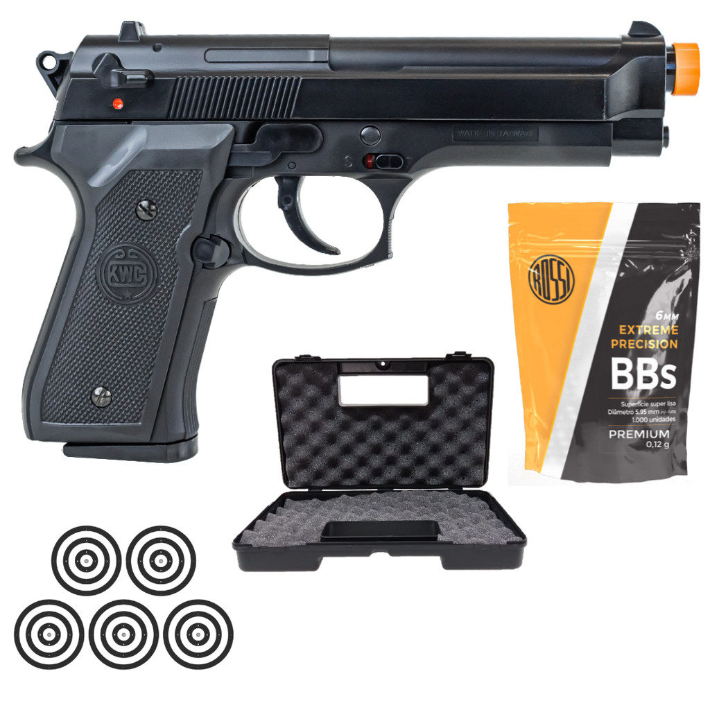 Pistola de Airsoft Beretta M92 KWC Spring 6mm Rossi + Escolha seu Kit em Oferta na Shopee