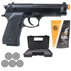 Pistola de Airsoft Beretta M92 KWC Spring 6mm Rossi + Escolha seu Kit
