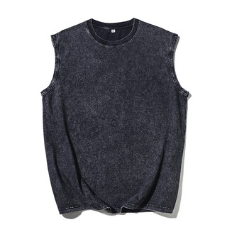 Juventude na moda colete masculino verão solto All-Match 240G colete de algodão pesado esportes sem mangas camiseta