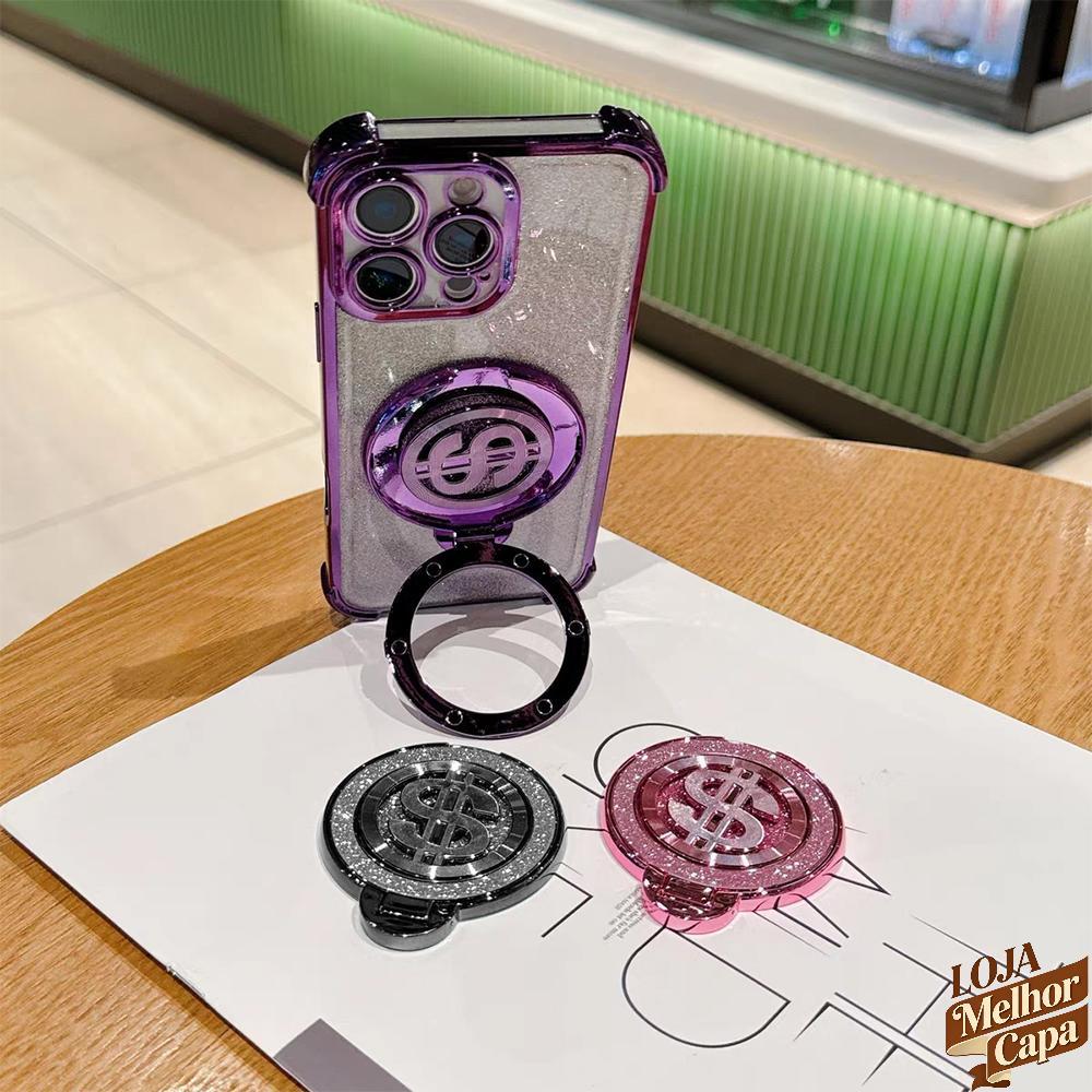 Para Celular Anel de Metal Brilhante Compatível com Todos os Modelos