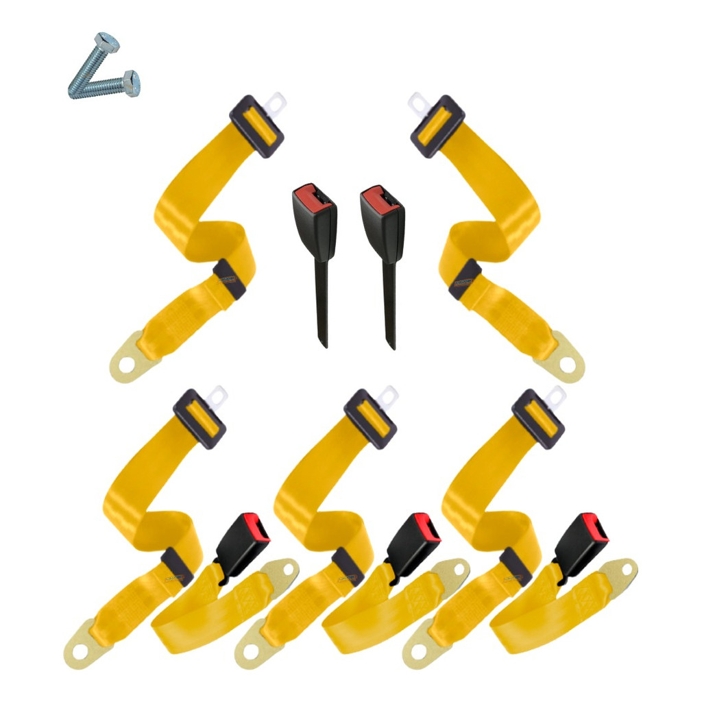 Kit Cinto De Segurança Buggy Fusca Chevette Amarelo 5 Bancos