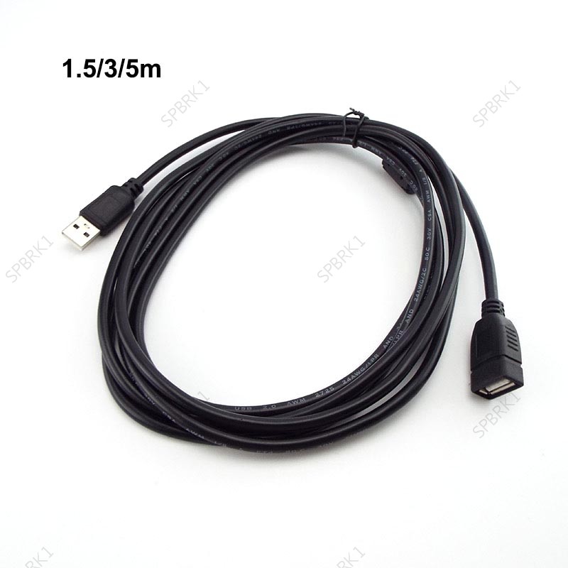 1.5/3/5m Preto USB 2.0 Macho Para Tipo A Fêmea Extensor De Extensão Conector Transmissão De Dados De Energia M/F Adaptad