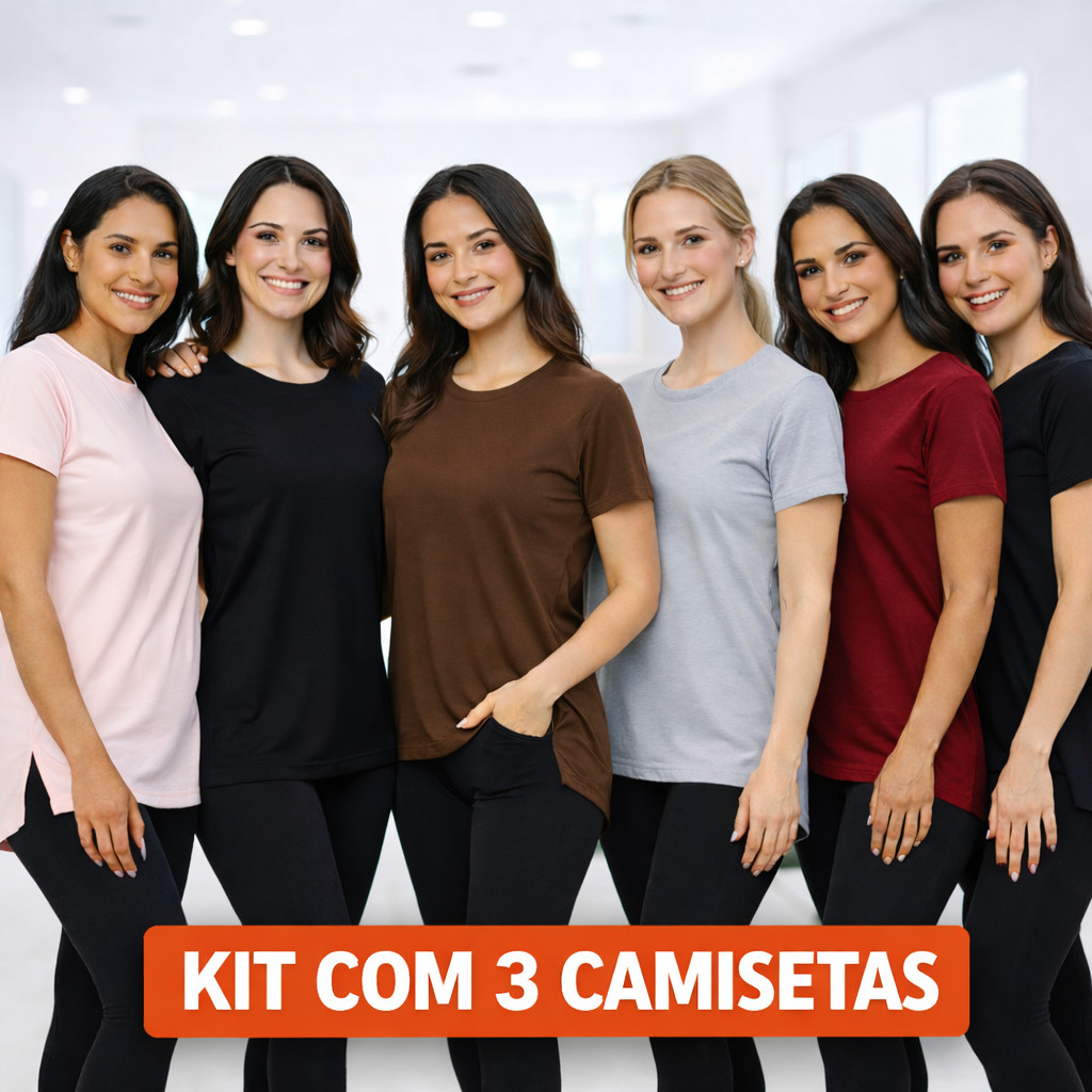 Kit 3 Blusas Fitness Academia Esportes Dry Fit Camisa Corrida Musculação Treino e Lazer Esportes camiseta tapa bum bum