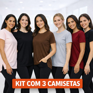 Kit 3 Blusas Fitness Academia Esportes Dry Fit Camisa Corrida Musculação Treino e Lazer Esportes camiseta tapa bum bum em Oferta na Shopee