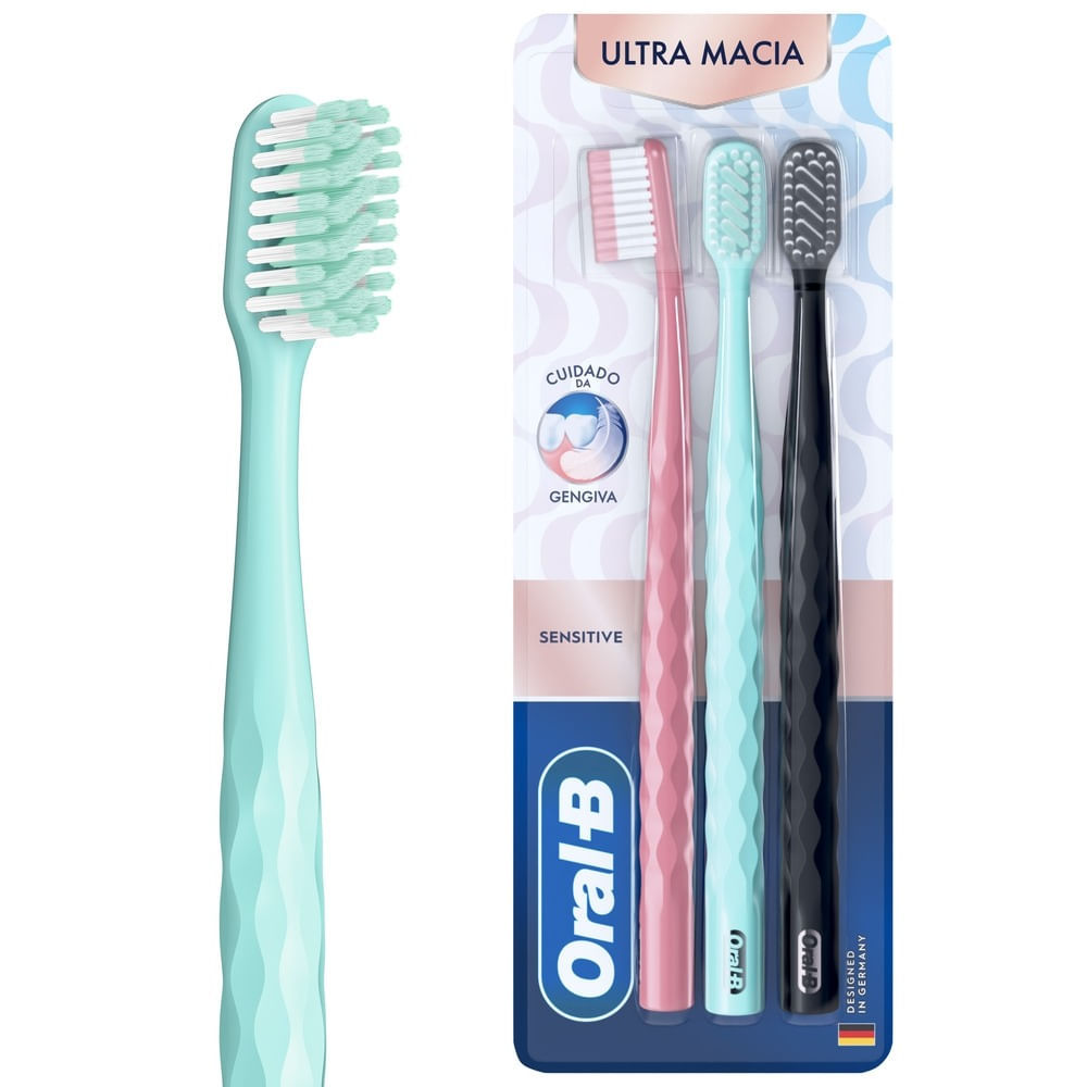 Escova Dental Oral B Iconic Sensitive com 3 Unidades