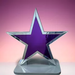 Display de Mesa em MDF - Estrela Cinza e Roxo com Borda Espelhada - 16x16cm - 1 unidade - Rizzo