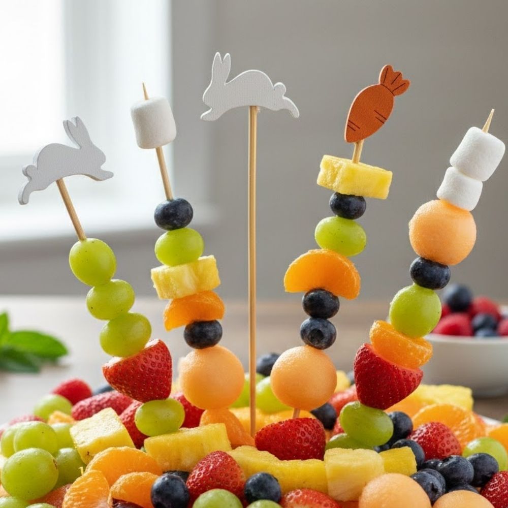 Palito Decorativo Para Petisco - Coelhos e Cenouras - 13cm - 20 unidades - Rizzo em Oferta na Shopee