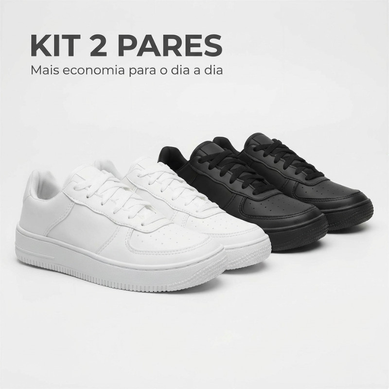 Kit 2 Pares Tênis Casual Masculino Feminino Leve Macio Dia a Dia