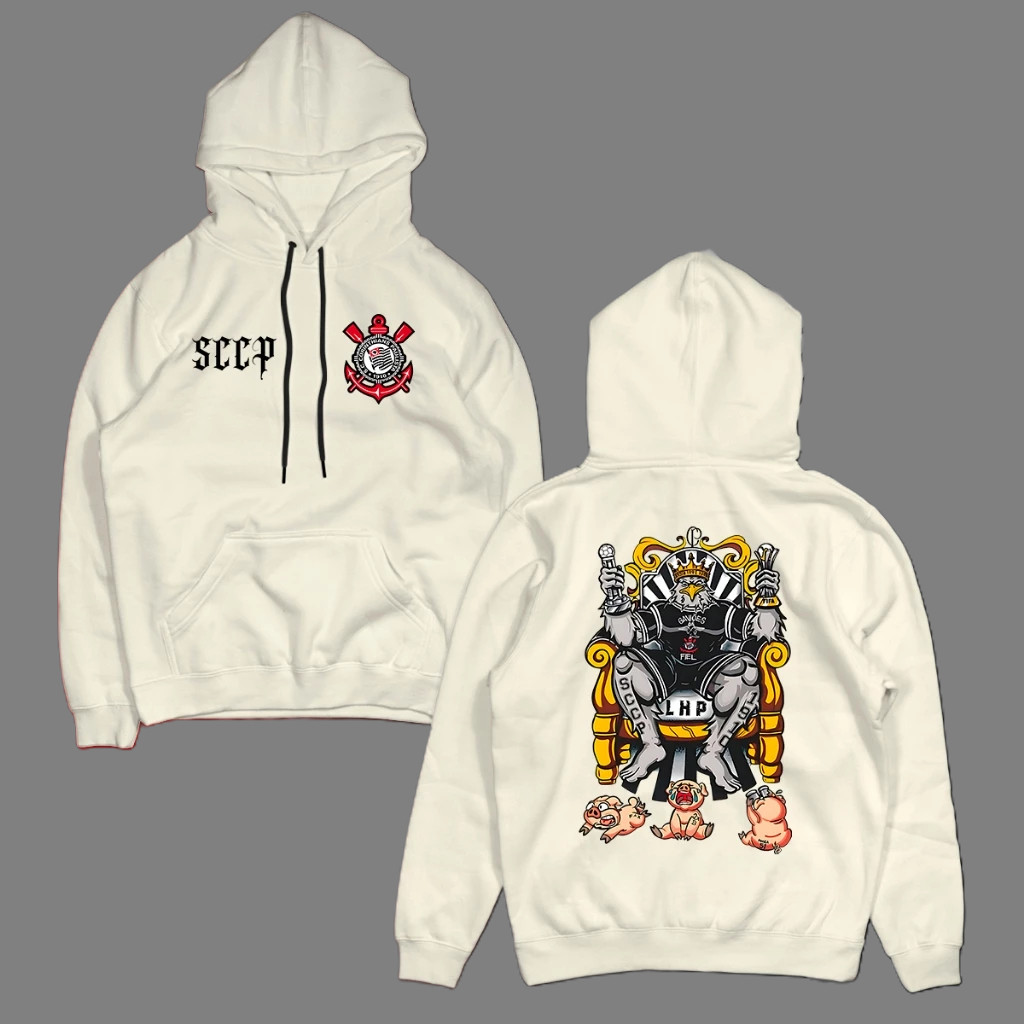 Blusa Moletom Algodão Canguru SCCP Unissex Com Capuz Frio Corinthians Timão Time do Povo Yuri Alberto Futebol