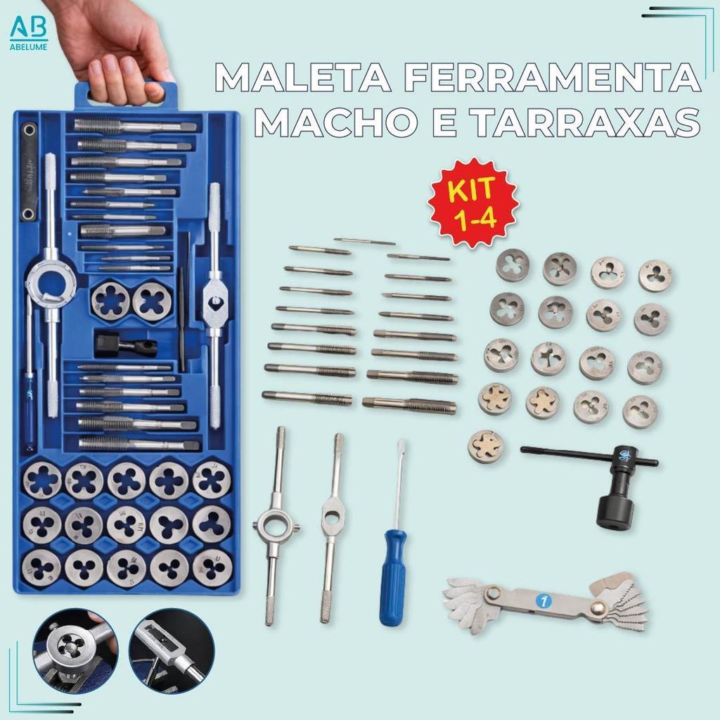 Kit Maleta Ferramentas Macho e Tarraxas conjunto com 40 Peças de Alta Qualidade e Resistência em Oferta na Shopee