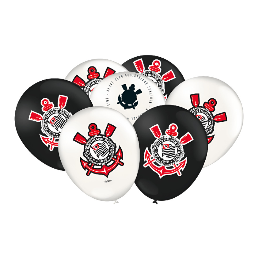 Balão Redondo Emblema Corinthians 9” 25 Unid. em Oferta na Shopee