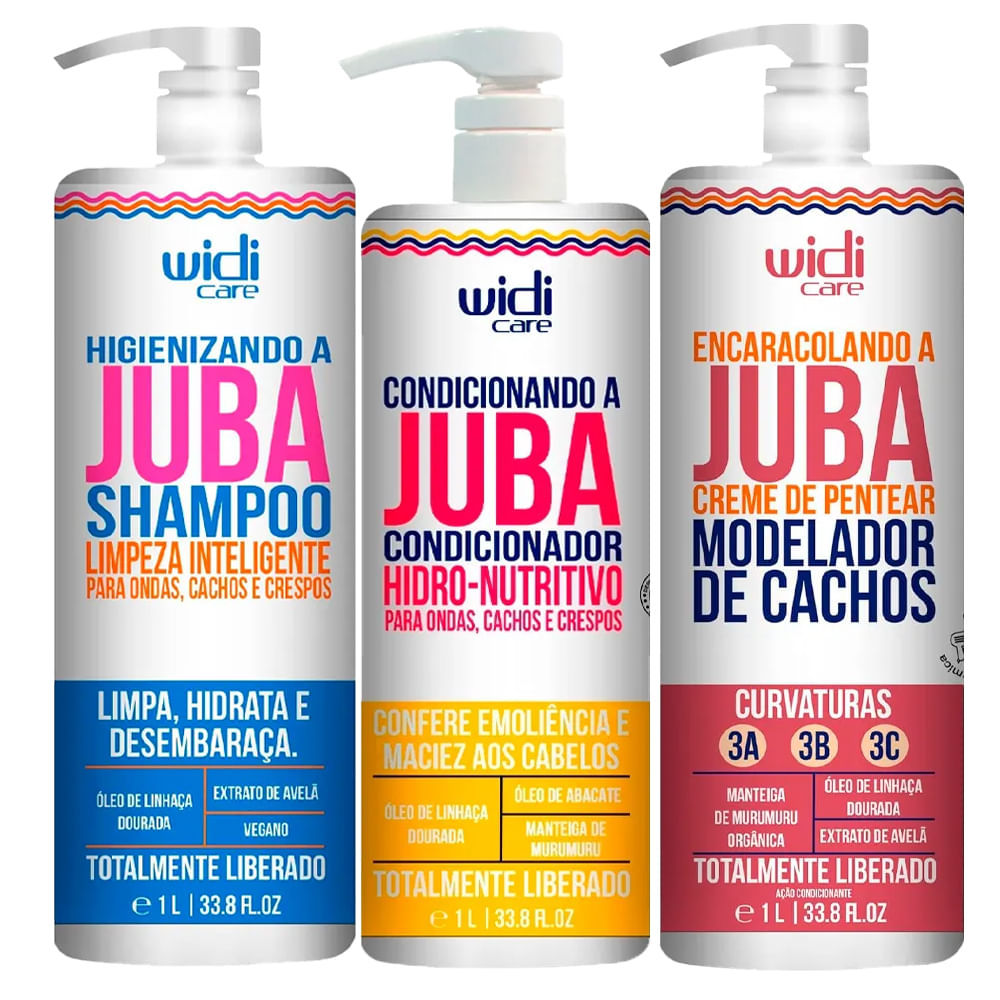 Kit Shampoo + Condicionador + Creme De Pentear Widi Care Encaracolando a Juba 1L