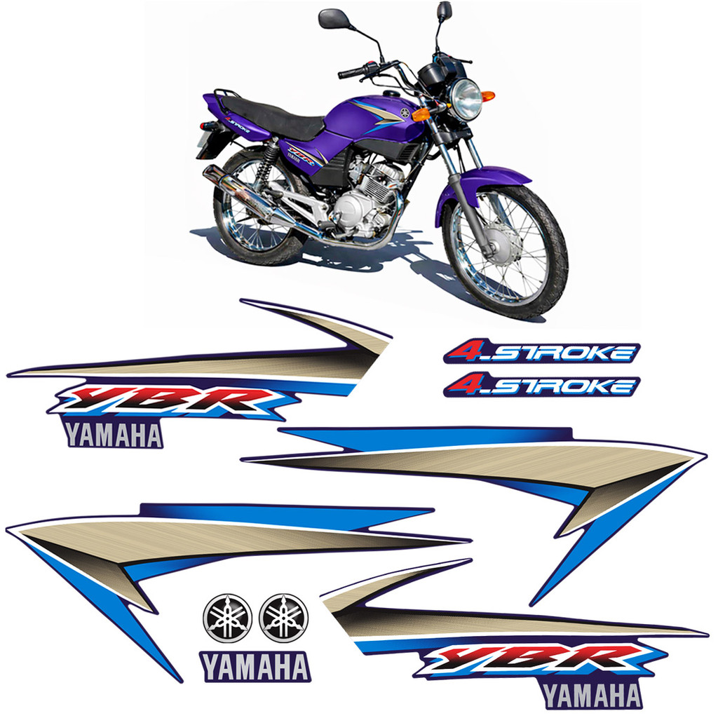 Kit Adesivos Para Yamaha Ybr 125 2004 Moto Roxa + Emblemas em Oferta na Shopee
