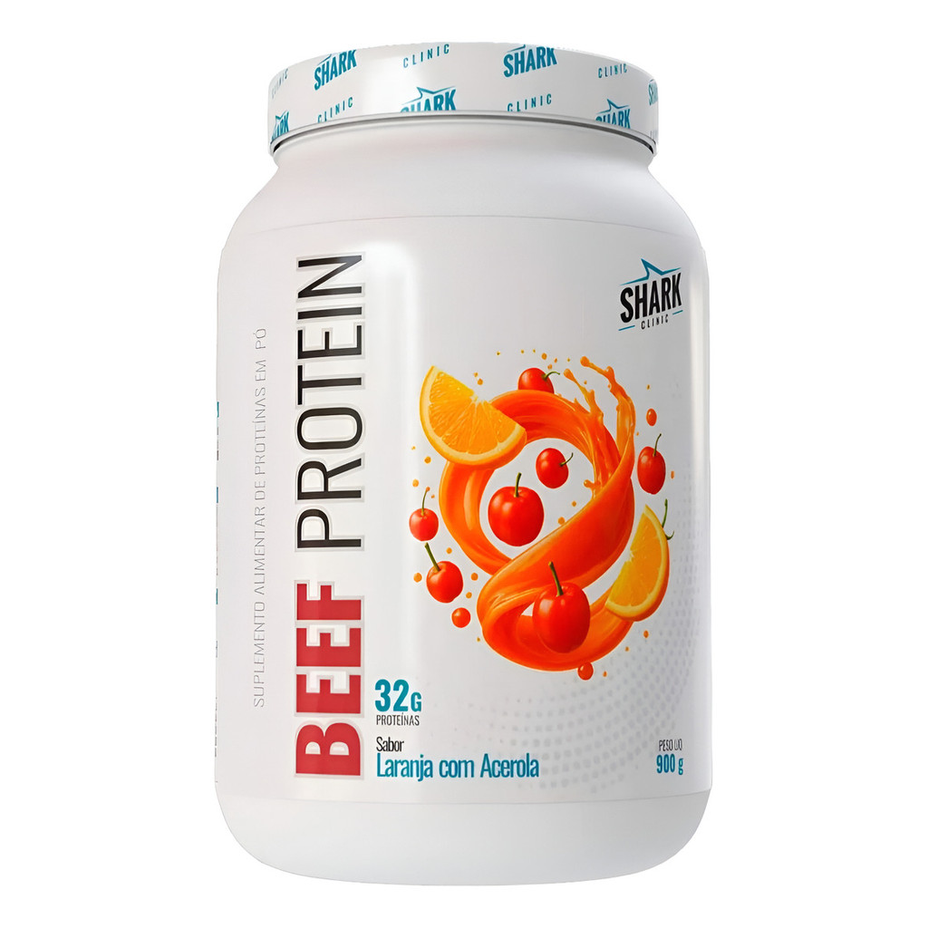 Whey Beef Protein Shark Pro 900g Sabor Laranja Com Acerola