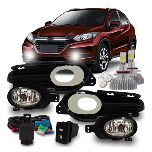 Kit Farol Milha Hrv 2015 2016 2017 2018 Cromado + Led 6000k