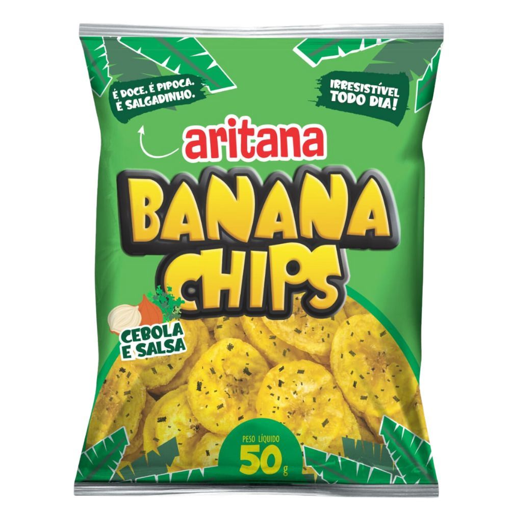 Banana Frita Aritana Cebola e Salsa 50g em Oferta na Shopee