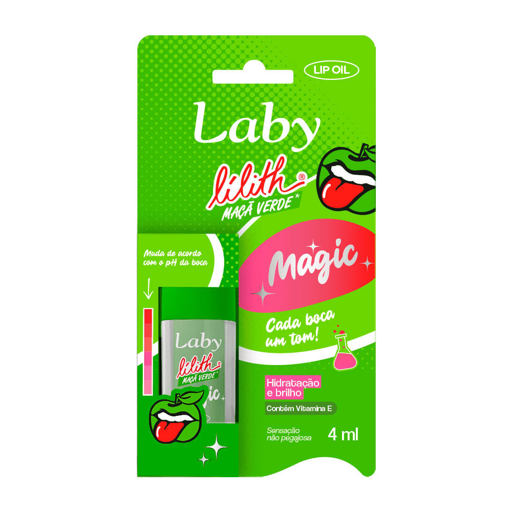 Lip Oil Laby Lilith Magic Maça Verde Muda de Acordo com o PH da Boca 4ml em Oferta na Shopee