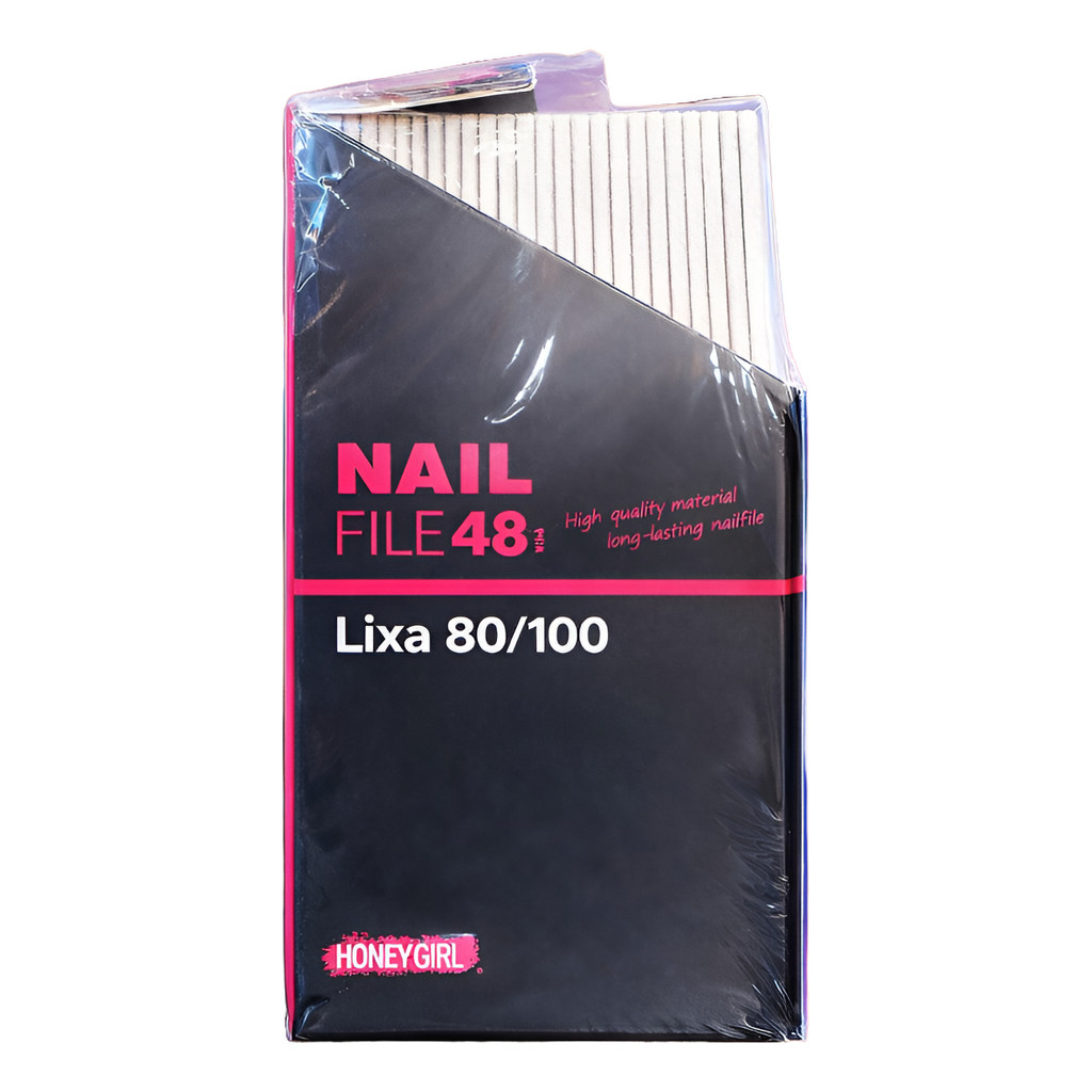 Kit Com 48 Unidades Lixa Honey Girl Banana 80/100 Unha Gel