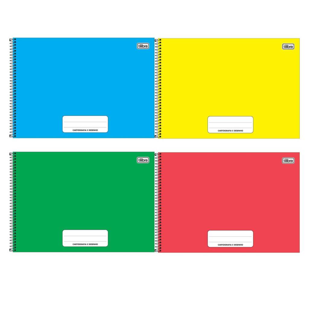 Caderno espiral capa dura cartografia 80 folhas Pepper Cores Tilibra