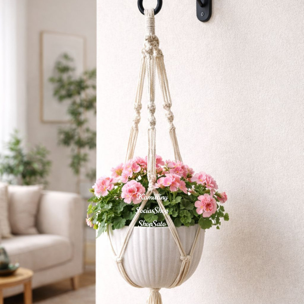 Macramê Suporte Para Vasos E Plantas Suspenso De Algodão 80cm Decoração Pendente em Oferta na Shopee