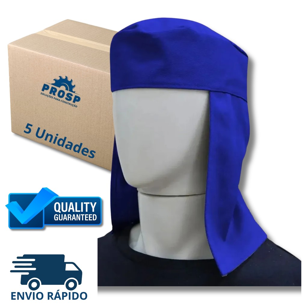 Kit 5 Touca Soldador Azul Royal em Brim Proteção e Conforto na Solda