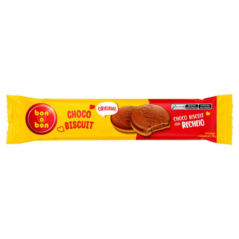 Biscoito Bon O Bon Biscuit Choco com Recheio Sabor Original 76g