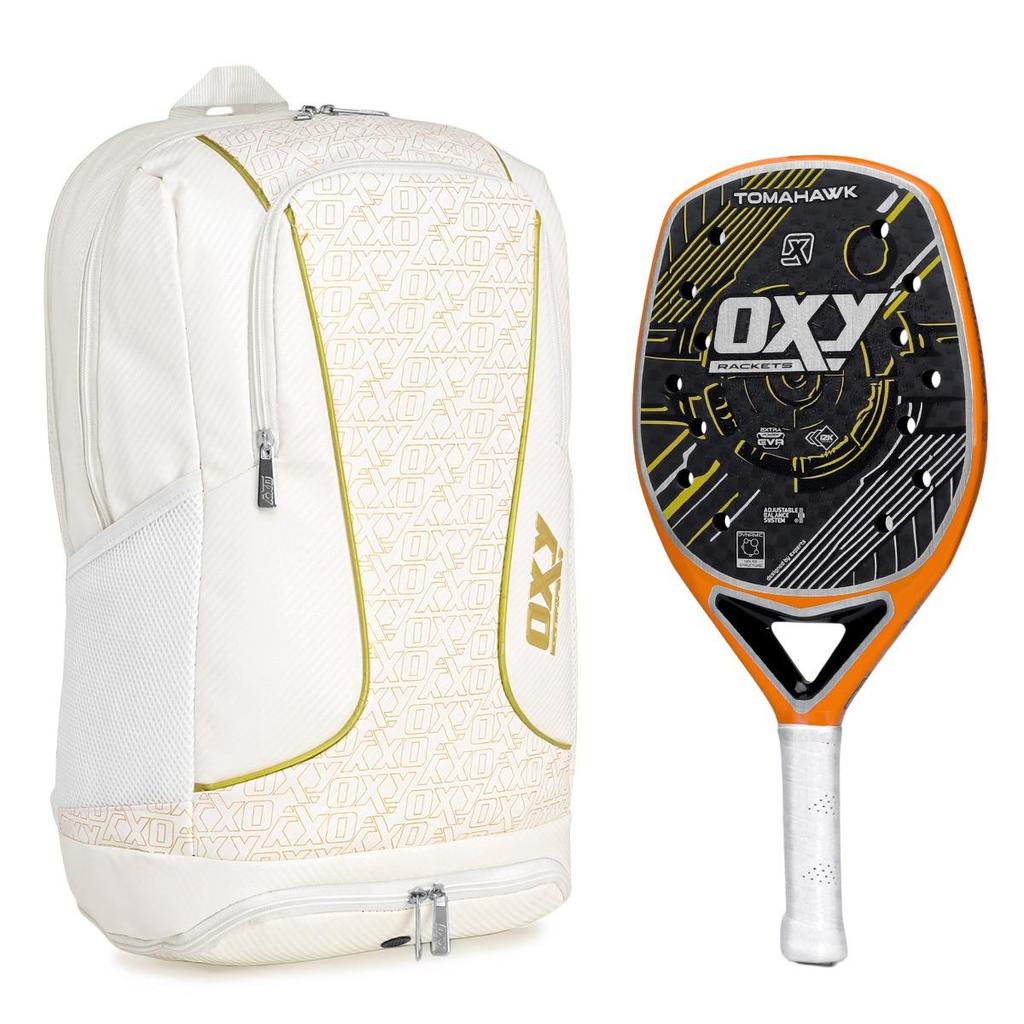 Raquete De Beach Tennis Oxy Tomahawk com Mochila Oxy Beach Branca de Brinde