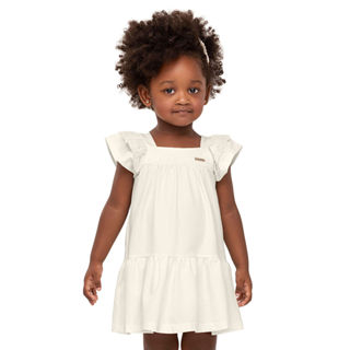 Vestido Infantil Menina Manga Babado Colorittá Bege em Oferta na Shopee