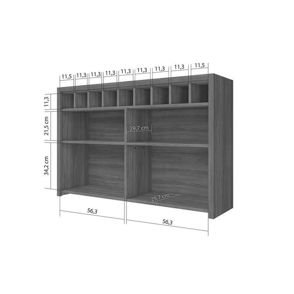 Armário Aéreo p/ Cozinha Baronesa 1 Porta Basculante c/ Adega e Nicho Ripado 120cm Freijó - Nesher