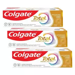Kit 3 Cremes Dentais Colgate Total Anti Tártaro 90g