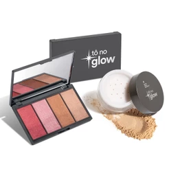 Combo Make Iluminada Tô No Glow: Paleta de Maquiagem Multifuncional 14,2g + Pó Solto Translúcido Cor 2 9g
