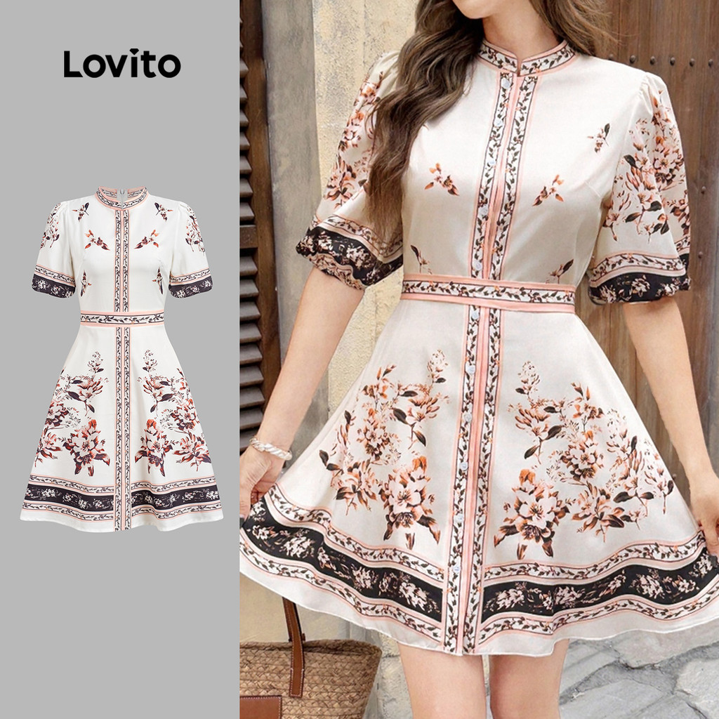 Lovito Vestido Elegante de Estilo Nacional para Primavera/verão para mulheres L158ED1519 em Oferta na Shopee