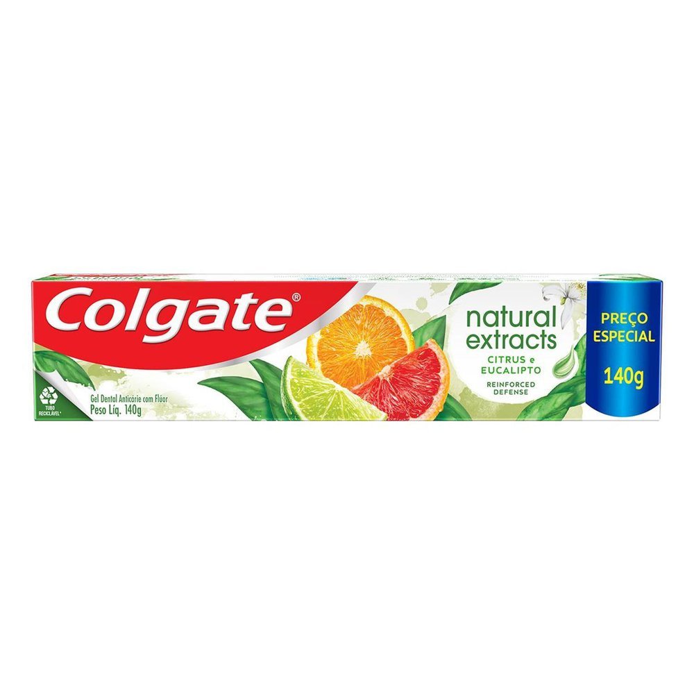 Creme Dental Colgate Natural Extracts Reinforced Defense Citrus e Eucalipto 140g em Oferta na Shopee