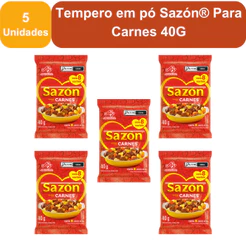 Kit 5 Unidades Tempero em pó Sazón® Para Carnes 40G