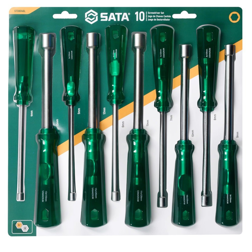 Jogo de chave canhão 4 a 13 mm 10 peças - ST08046L Sata em Oferta na Shopee