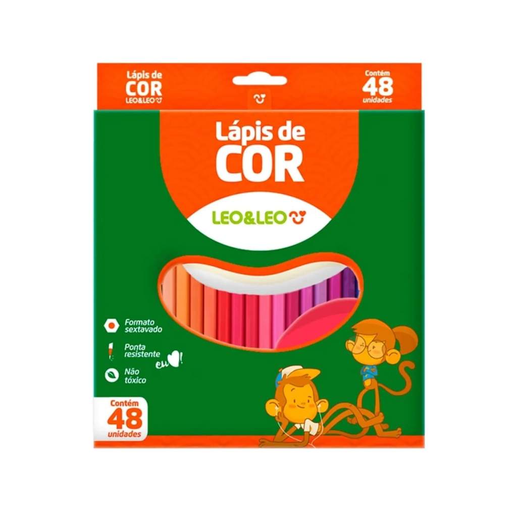 Lápis de Cor 48 Cores Sextavado Leo&Leo Leonora 72105