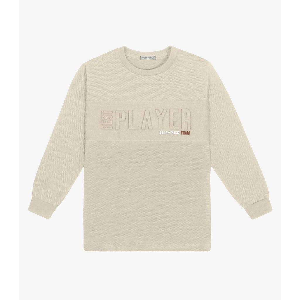 Camiseta Infantil Manga Longa Trick Nick Bege em Oferta na Shopee